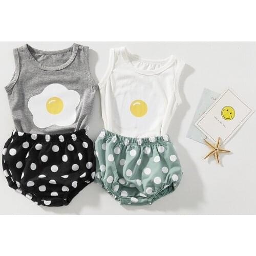 Baby Girls Clothes Summer Newborn Baby Clothing Set Polka Dot Infant Toddler Boys Clothes Cotton Baby Outfits T-shirt + Shorts