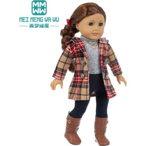 Fits 45 cm American doll clothes accessories fashion Lace shirt, jeans, plaid skirt, coat Girls gift