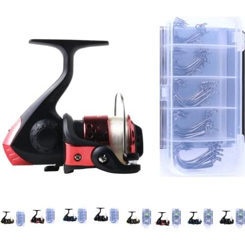 Portable Lightweight Spinning Anglers Fishing Reel Metal Spool Mini Angling Lures Baits Set