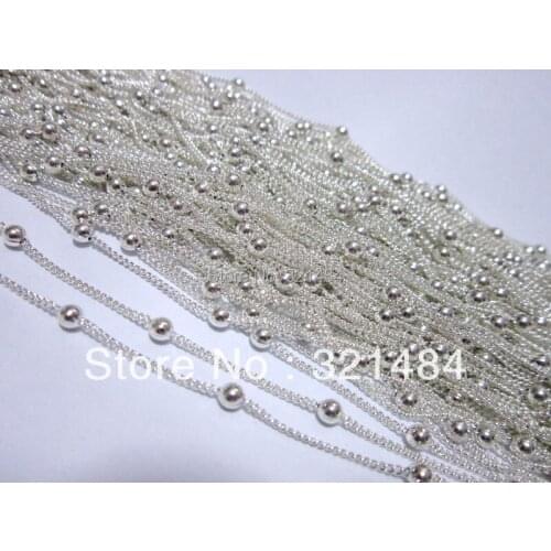 Silver Plated 50m with 3mm Ball Bead Curb Chains Findings