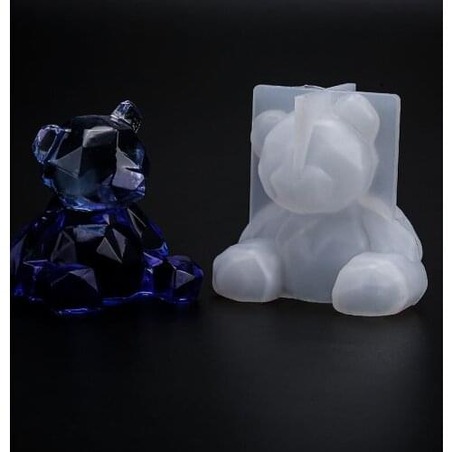 Diy Crystal Epoxy Three-Dimensional Geometric Bear Mold High Mirror Plaster Aromatherapy Car Ornaments Diffused Stone Paddington