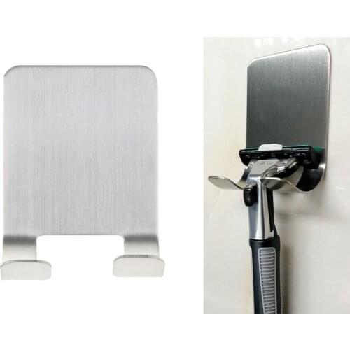 Bathroom Durable Stainless Steel Shaver Holder Adhesive Hook Hanger Stand