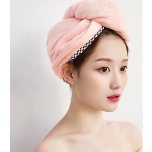Coral velvet Fast Dry Bathing Towel Cap Hair Magic Drying Bathing Towel Cap Wrap Hat Bathroom Products