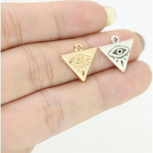 Yamily 15pcs/ 16*14 triangle Eye Print Charm Zinc alloy Eye Charms Pendant Jewelry DIY Necklace Bracelet Earrings 2 colors
