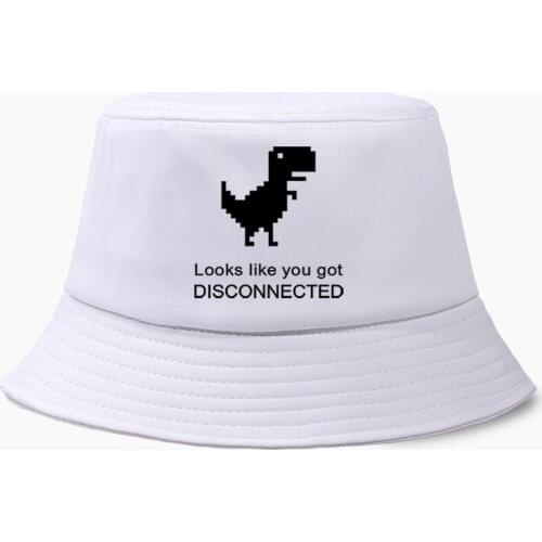 Funny Dinosaur Looks Like You Got Disconnected Cap Bucket Hat Foldable Hats Men Women Headgear Cotton Fishing Outdoor Caps