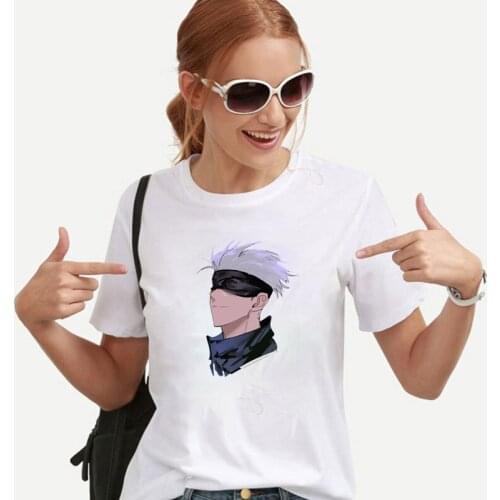 2021 Hot Japan Anime Clothes Cool Jujutsu Kaisen Womens T Shirt Yuji Itadori Gojo Satoru Cotton Tops Fashion Casual O Neck Tee
