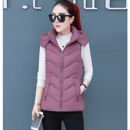 Women Vest Hooded Jacket Coat Sleeveless Autumn Winter Vest For Female Short Cotton Padded Vest Jacket Snow Wear Waistcoat 4XL