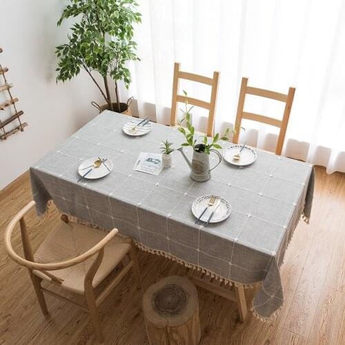 1pcs Rectangle Tablecloth Big Plaid With Tassel Linen Nordic Pattern Cover Washable Table Cloth Christmas Decorations for home