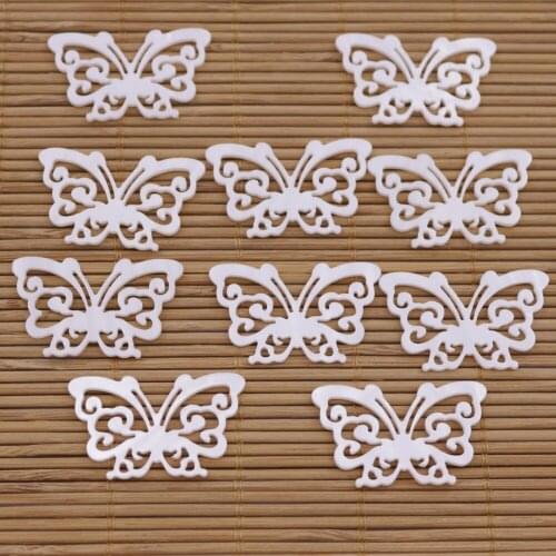 10 PCS Butterfly Shell Natural White Mother of Pearl Loose Beads 21mmX35mm
