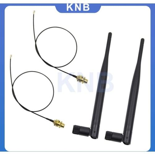 2pcs/lot 6dBi 2.4GHz 5GHz Dual Band WiFi RP-SMA Antenna + 2 x 35cm U.fl / IPEX Cable