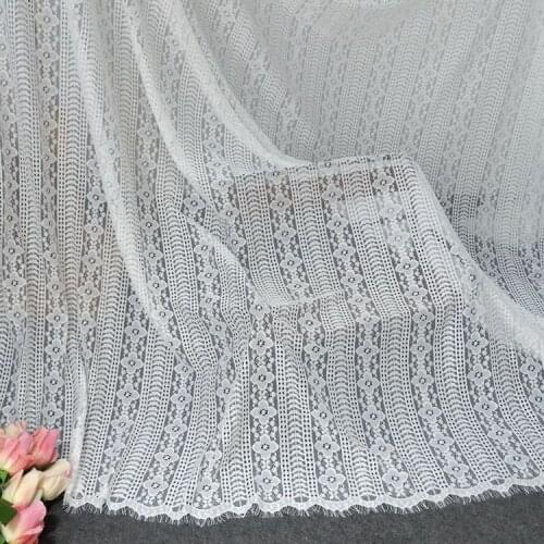 3Meter White Black French Hollow flower eyelash lace clothing fabric DIY skirt wedding dress accessories