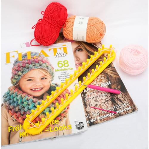 3pcs/Set Weaving Loom Knitting Kit Plastic Pompom Sock Hat Scarf Scarves Maker Plastic Long Handle DIY Weaving Tool Random Color