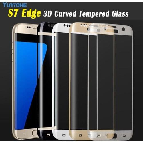 Wholesale 3D Curved Tempered Glass For Samsung Galaxy S7 Edge G935F Screen Protector 9H Film Protective 100pcs/lot