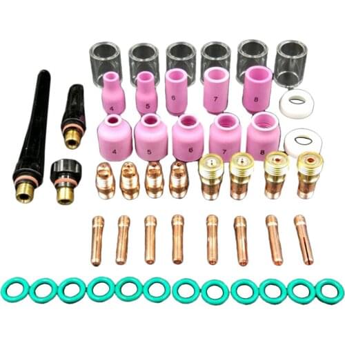 49pcs TIG Welding Torch Cup Nozzle Collets Stubby Gas Lens w/ Gasket Set
