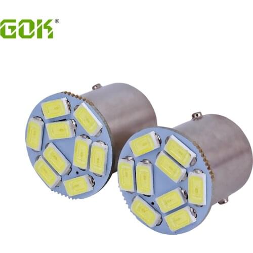 Super Bright!! 50Pcs/lot S25 1156 led 5730 9SMD 1156 BA15S led smd P21W Auto Car Signal Reverse Led Lights White 12V Auto Led