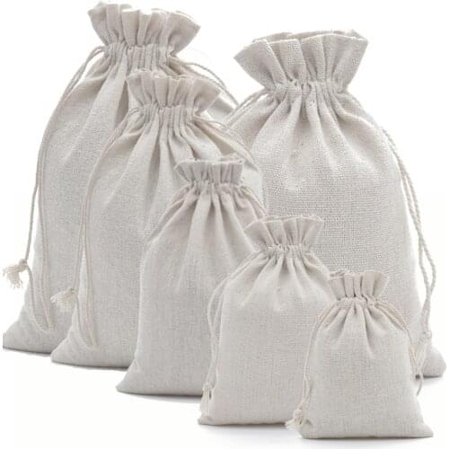 50pcs/lot Cotton Linen Drawstring Bags Rice Wine Storage Bag Birthday Gift Favor Holder Makeup Jewelry Packaging Pouch Bags