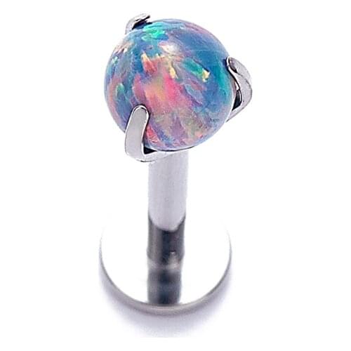 ASTM F136 Titanium Internally Threaded Prong Set Opal Ball Labret Body Piercing Jewelry