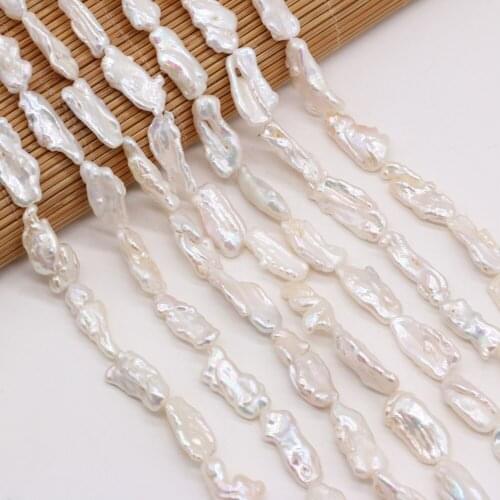 Natural Freshwater Pearl Beaded Irregular White Strip Shape Beads for Jewelry Making Necklace Bracelet Accessories 8x20-10x22mm