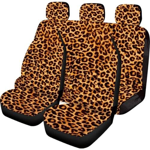 Aimaao Trendy Leopard Animal Print Car Seat Cover Wild Cheetah Pattern Vehicle Seat Protector Car Covers for Cars Sedan SUV