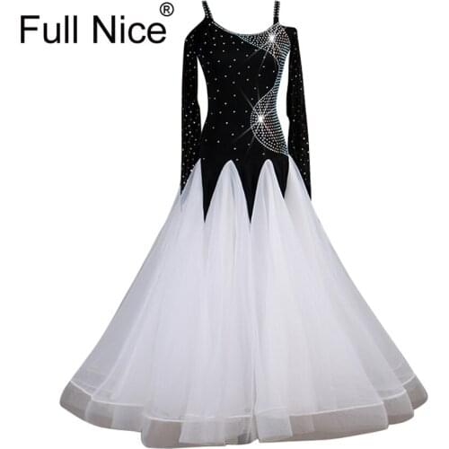 Black White Ballroom dance competition dresses standard ballroom dress standard dance dresses luminous costumes ballroom waltz