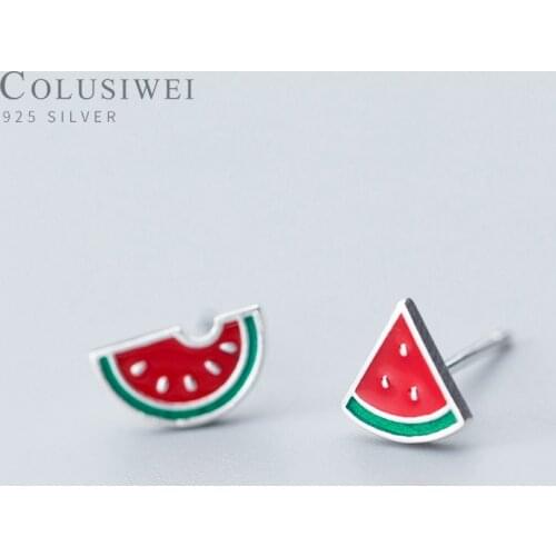 Colusiwei Fashion Summer Watermelon Stud Earrings for Women Fruit 925 Sterling Silver Design 2019 New Anti-allergy Jewelry