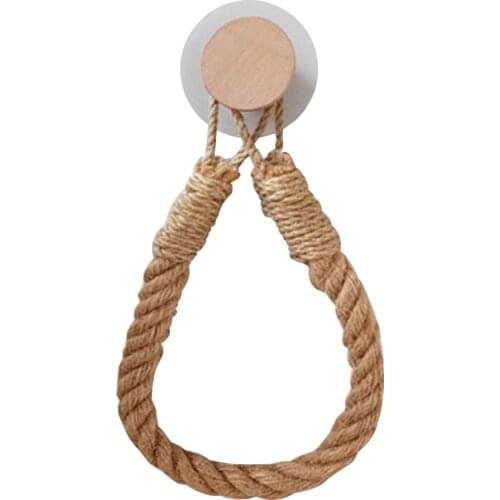 Hemp Rope Toilet Paper Holder Bathroom Paper Towel Kitchen Roll Holder Wall Mounted Holder Hanging Household Storage Home Rack