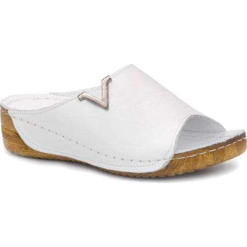 Gedikpasalı Hms 211 White 2021 Summer Season Women 'S Slippers Real Cow Leather Orthopedic Comfort Daily Use Elevator Light Breathable