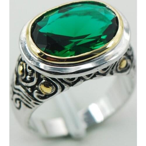 Simulated Emerald Women 925 Sterling Silver Ring F931 Size 6 7 8 9 10