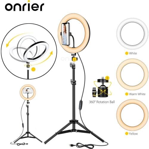 Onrier 10 Inch Ring Light for Photography/Makeup/Vlogging/Live Streaming, Compatible LED Camera Selfie Light Ring OLS11D