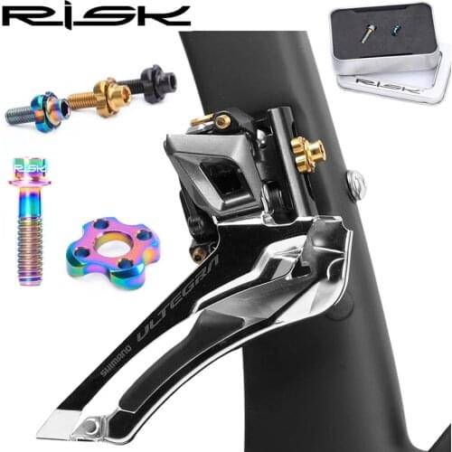 RISK Bicycle Front Derailleur Fixing Bolts Set M5x16mm Hollow-out Ultralight Screws With Bend Gasket Washer Parts