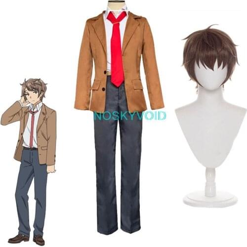 Costume Azusagawa Sakuta Cosplay Wig Seishun Buta Yarou wa Bunny Girl Senpai no Yume wo Minai School Uniform Suits Man Size