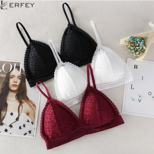 LERFEY Bralette Seamless V Neck Lace Girl Women Bra Wireless Padded Thin Sexy Lingerie Soft Bras Brassiere Brasier Mujer