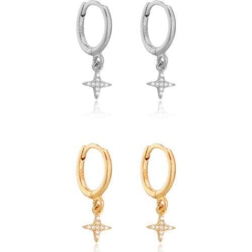 Small CZ Cubic Zirconia Cross Drop Earring for Women Huggie Simple Circle Clips Earrings Jewelry Accessory Orecchini Wholesale
