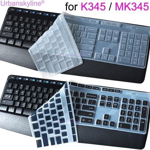 MK345 Keyboard Cover for Logitech K345 MK345 Protective Protector Skin Case Black Clear Silicone TPU Skin Computer