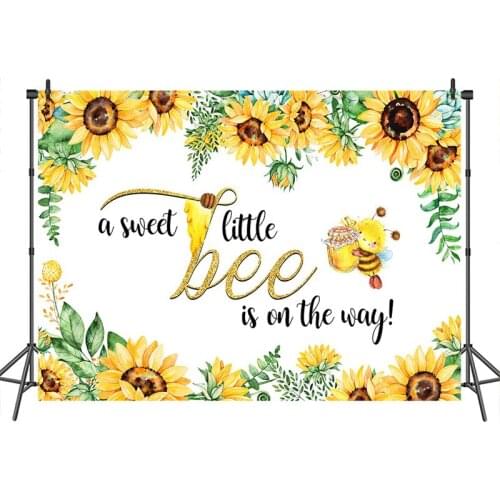 Neoback Baby Shower Backdrop Little Bee Honey Sunflower Customized Photographic Backdrops for Photo Studio