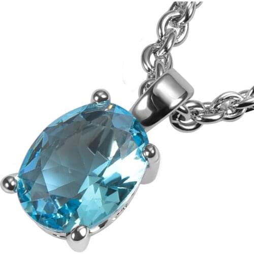 Created Aquamarine 925 Sterling Silver Fashion Pendant PPP05