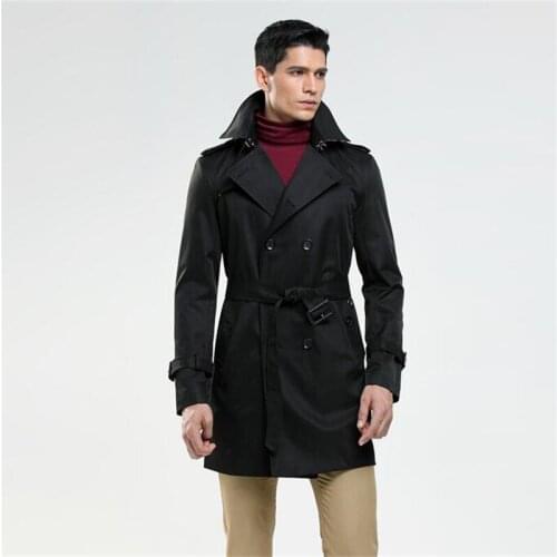 Mens trench coats ветровка мужская man casual clothes slim overcoat fashion long sleeve 2021 spring business new designer black