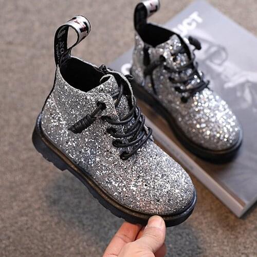 New Autumn Kids girls boot for baby Girl shoes fashion casual Chldren Martin boots for child Sequins Winter Girl Shoes