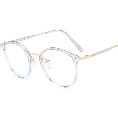Anti-blue Light Round Metal Eyeglasses Classic Clear Optics Glasses Frame Computer Myopia Eye Glasses Women Fashion New