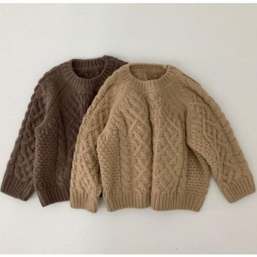 Solid Pullover Knitting Kids Sweaters Spring Winter Baby Boys Girls Warm Tops Bottoming Children Clothes High Quality