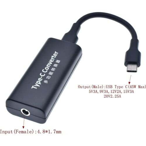 Dc 4.8x1.7mm Female Plug to USB C Converter Dc Power Adapter Connector Jack USB Type C Charger for Macbook Lenovo Asus Laptops