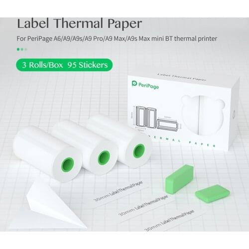 PeriPage 3 Rolls Label Thermal Paper Sticker Self-Adhesive Printable Paper Roll Label Paper Clear Printing for PeriPage Printer