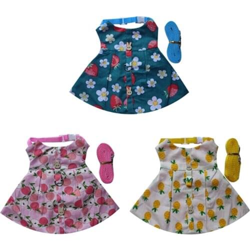 Pet Rabbit Dress Breathable Small Animal Harness Vest and Leash Set Escape Proof Cute Costume 3 Patterns for Hedgehog