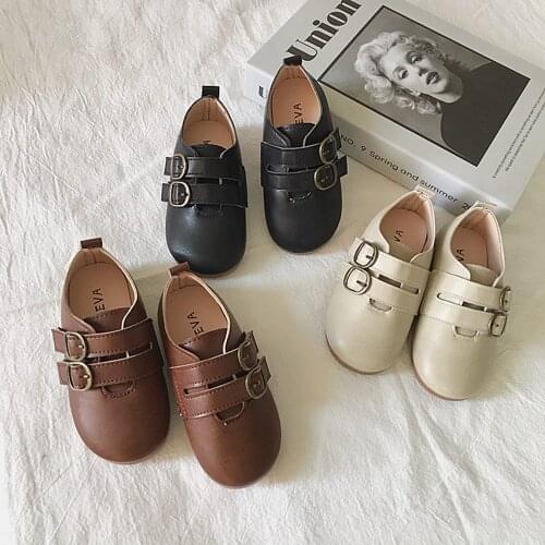 Casual Girls Vintage Shoes Spring Autumn Kids Children PU Leather Baby Anti-Slip England Style Shoes Zapatos S12361