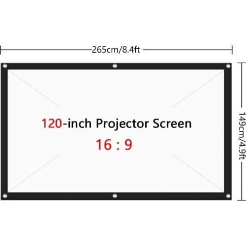 Projector simple curtain Anti-light screen 60 72 84 100 120 150 inches home outdoor office portable 3d HD projector screen