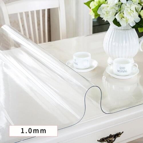 Transparent Tablecloth Soft Glass Table Mat Household Waterproof Oil Proof PVC Kitchen Living Room Table Mat 1.0mm