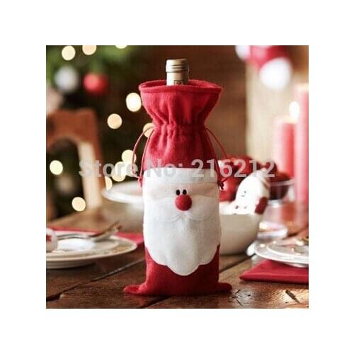 Xmas Santa Claus Wine Bottle Cover Christmas Dinner Party Table Decoration