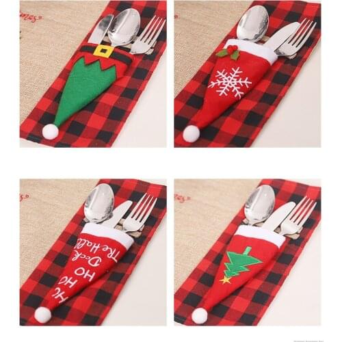 Christmas Gift Tableware Fork Knife Holder Bag Christmas Decoration Christmas Knife And Fork Set for Home Dinner Table Eve Decor