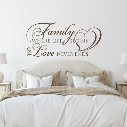 Family Wall Decals Quotes Family Where Life Blessing & Love Never Ends Wall Decal Vinyl Farmhouse Sign Couples Room Decor Z995