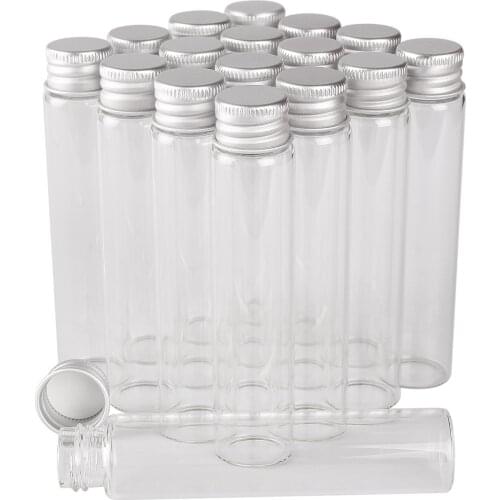 50 pieces 25ml Glass Bottles with Aluminum Lids Glass Potion Bottles Perfume Bottles Size: 22*100mm